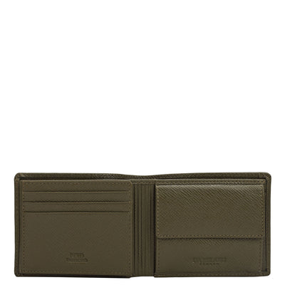 Military Green Bifold Leather Mens Wallet