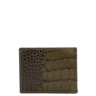 Military Green Bifold Leather Mens Wallet