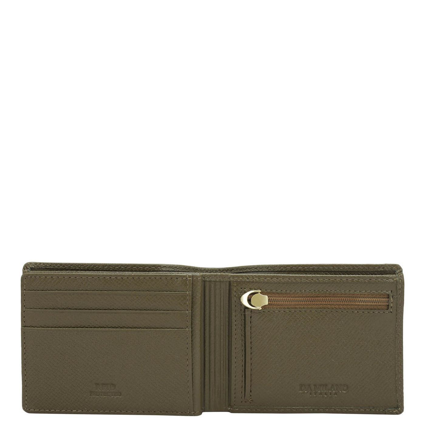 Military Green Bifold Leather Mens Wallet