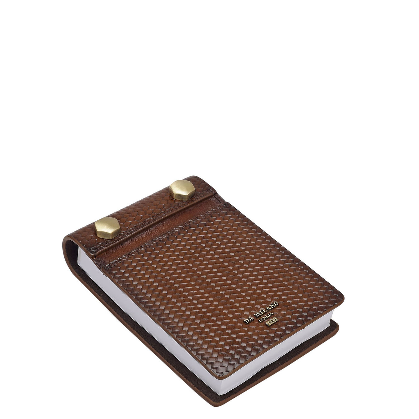 Mat Emboss Leather Notepad - Cognac