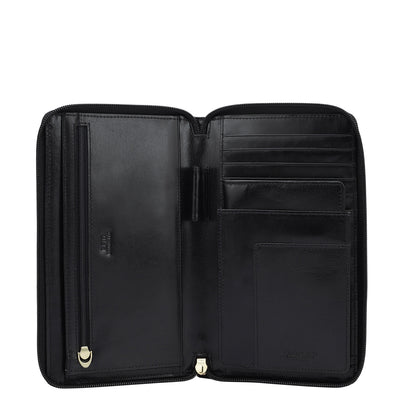 Plain Leather Passport Case - Black