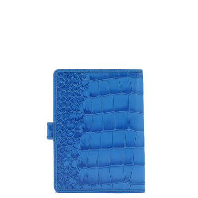 Croco Leather Passport Case - Blue