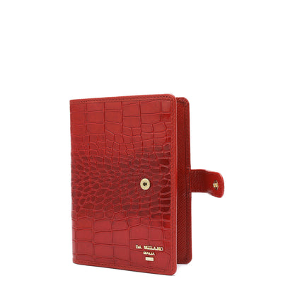 Croco Leather Passport Case - Red