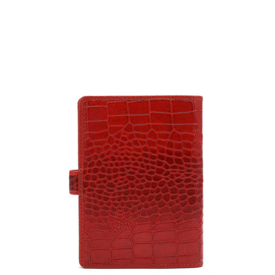 Croco Leather Passport Case - Red