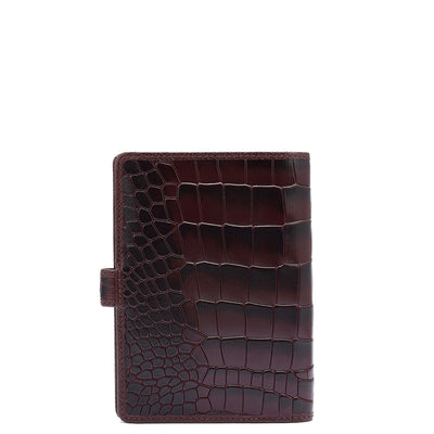 Croco Leather Passport Case - Wine