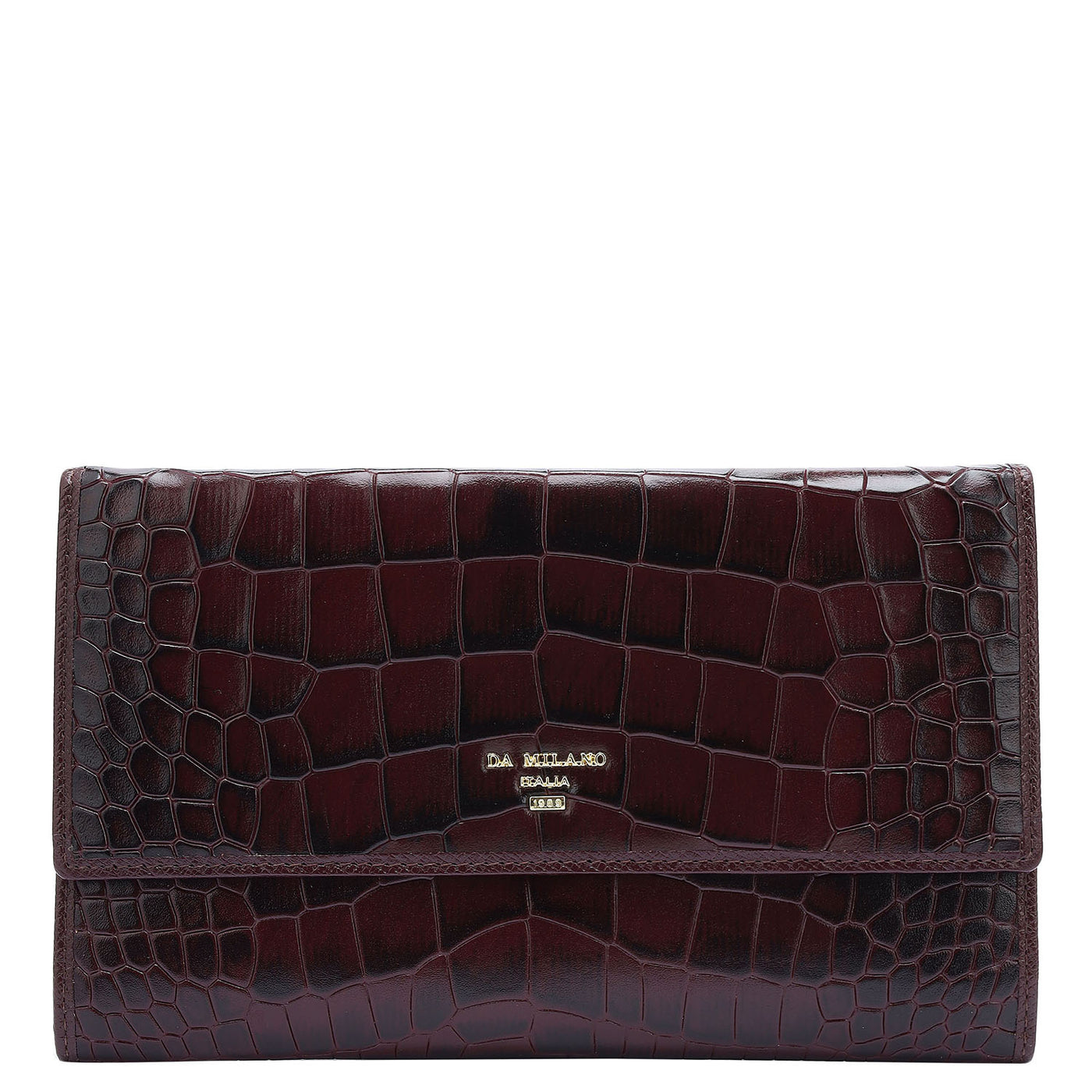 Croco Leather Passport Case - Wine