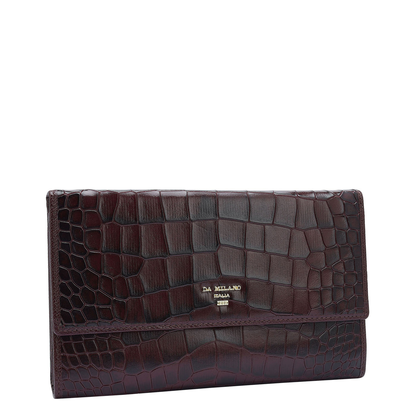 Croco Leather Passport Case - Wine