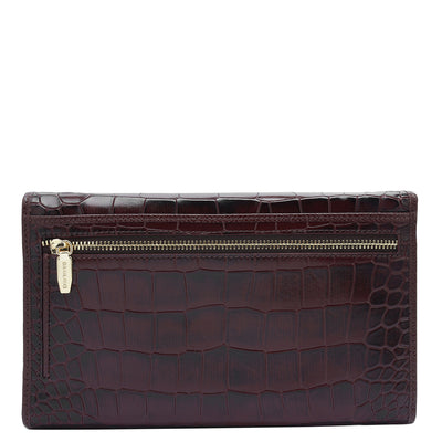 Croco Leather Passport Case - Wine