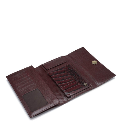 Croco Leather Passport Case - Wine