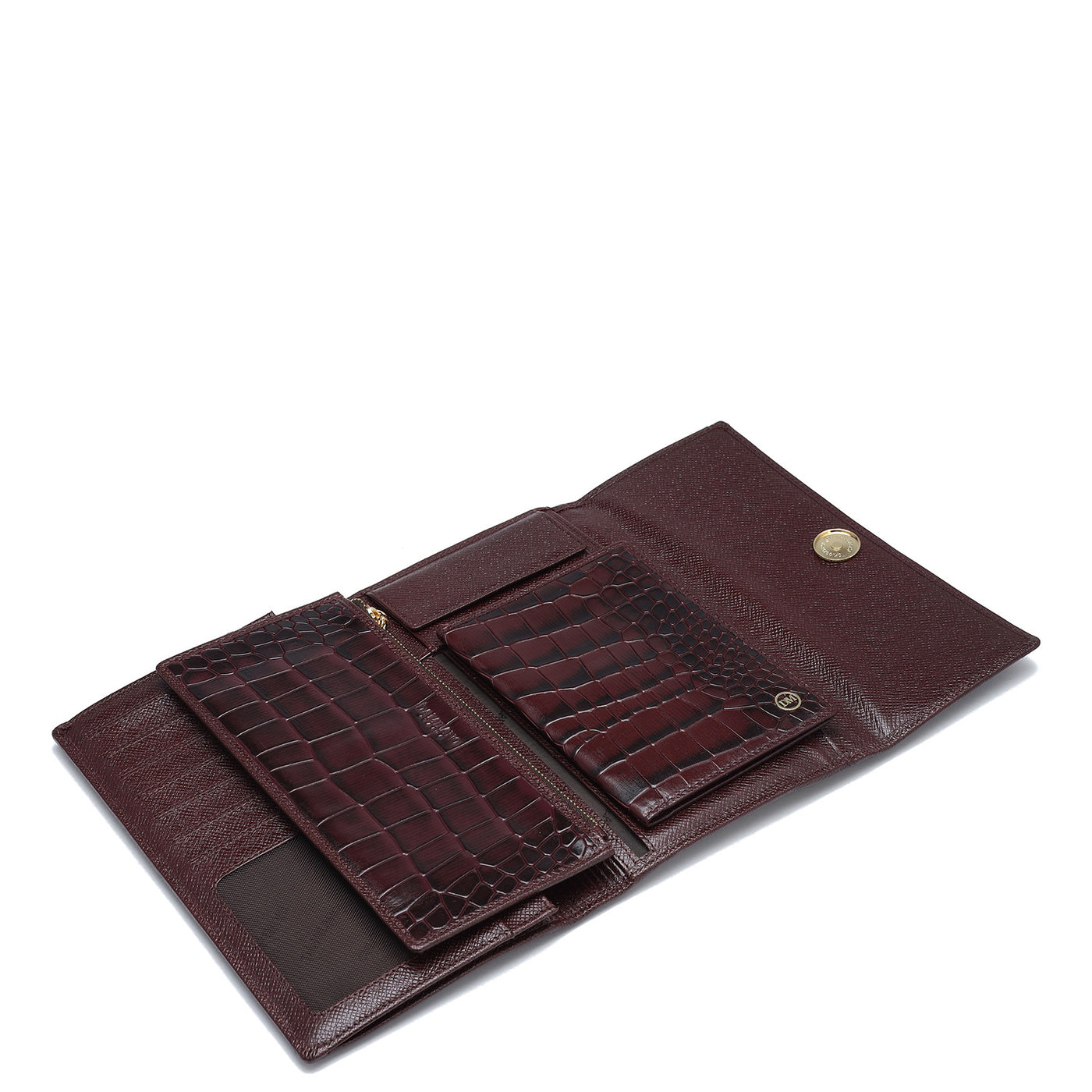 Croco Leather Passport Case - Wine