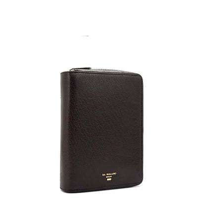 Elephant Pattern Leather Passport Case - Brown