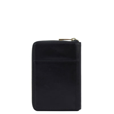 Plain Leather Passport Case - Black