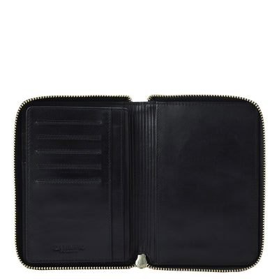 Plain Leather Passport Case - Black