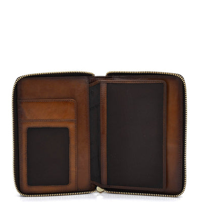 Plain Leather Passport Case - Cognac