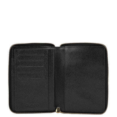 Croco Leather Passport Case - Black