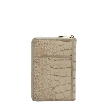 Croco Leather Passport Case - Frost