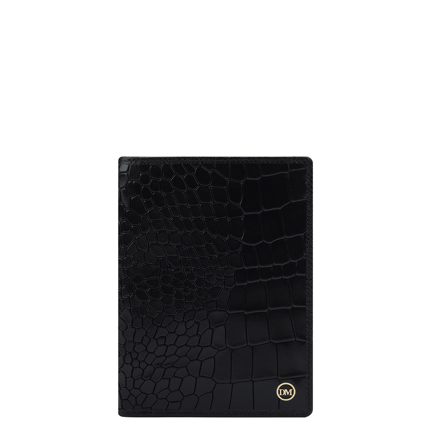 Croco Leather Passport Case - Black