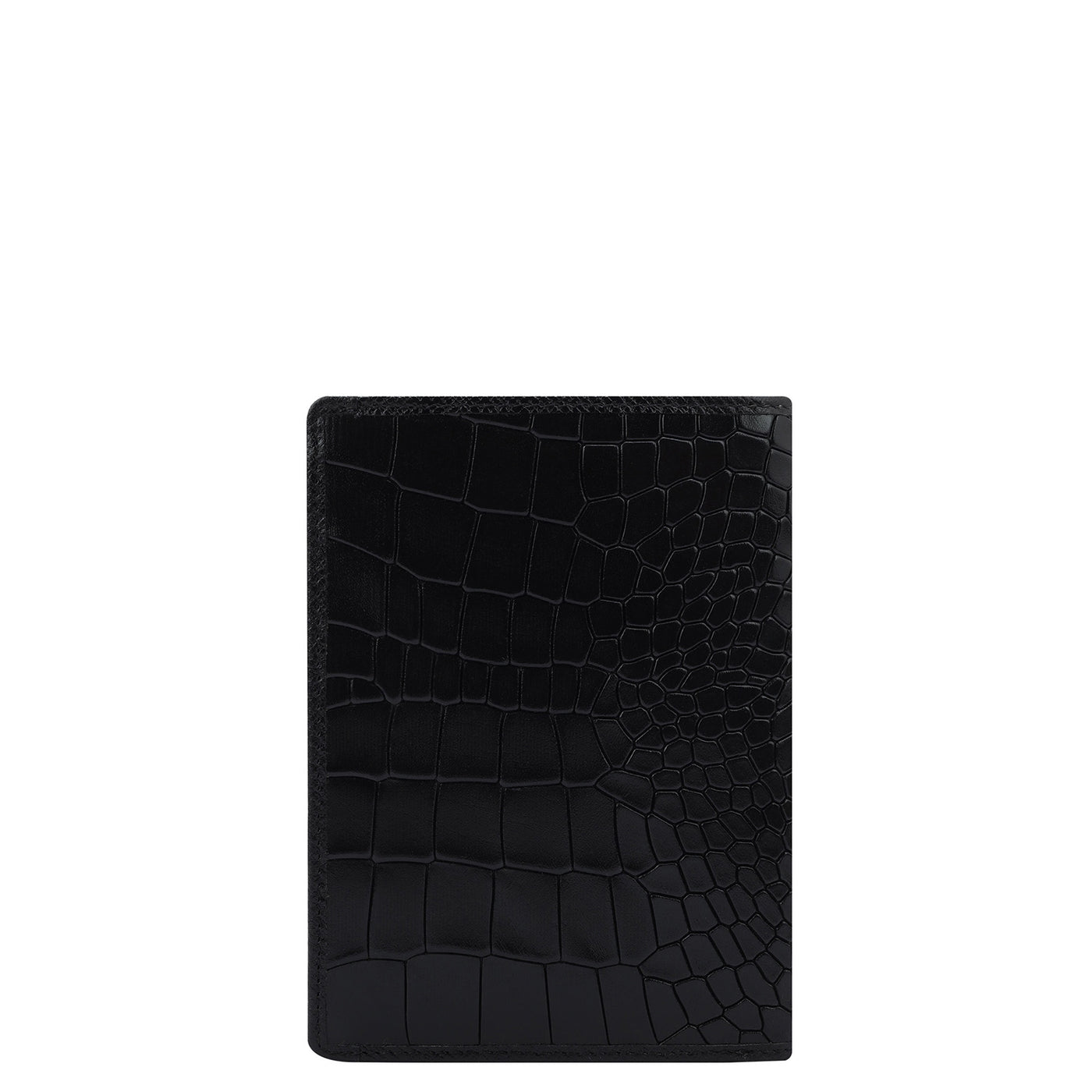 Croco Leather Passport Case - Black