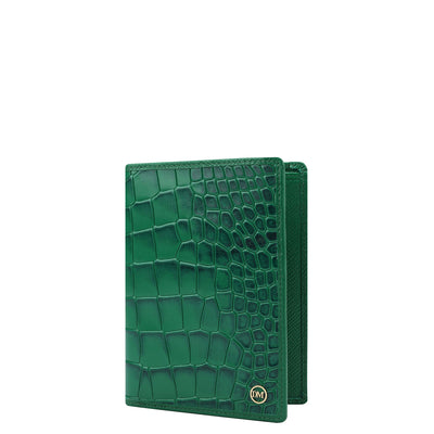 Croco Leather Passport Case - Sea Weed