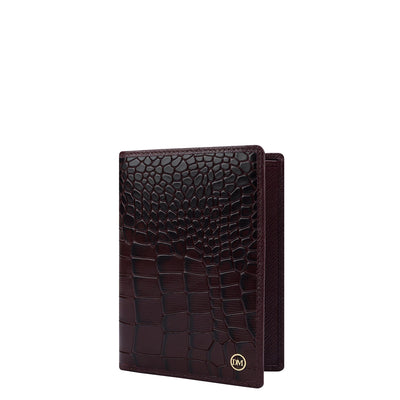 Croco Leather Passport Case - Wine