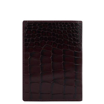 Croco Leather Passport Case - Wine