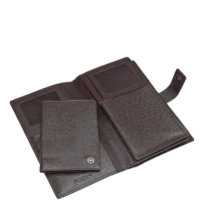 Croco Leather Passport Case - Brown