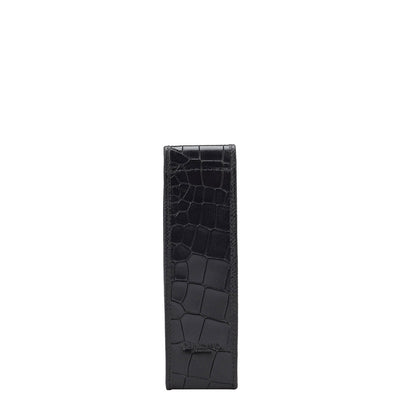 Croco Leather Pen Case - Black