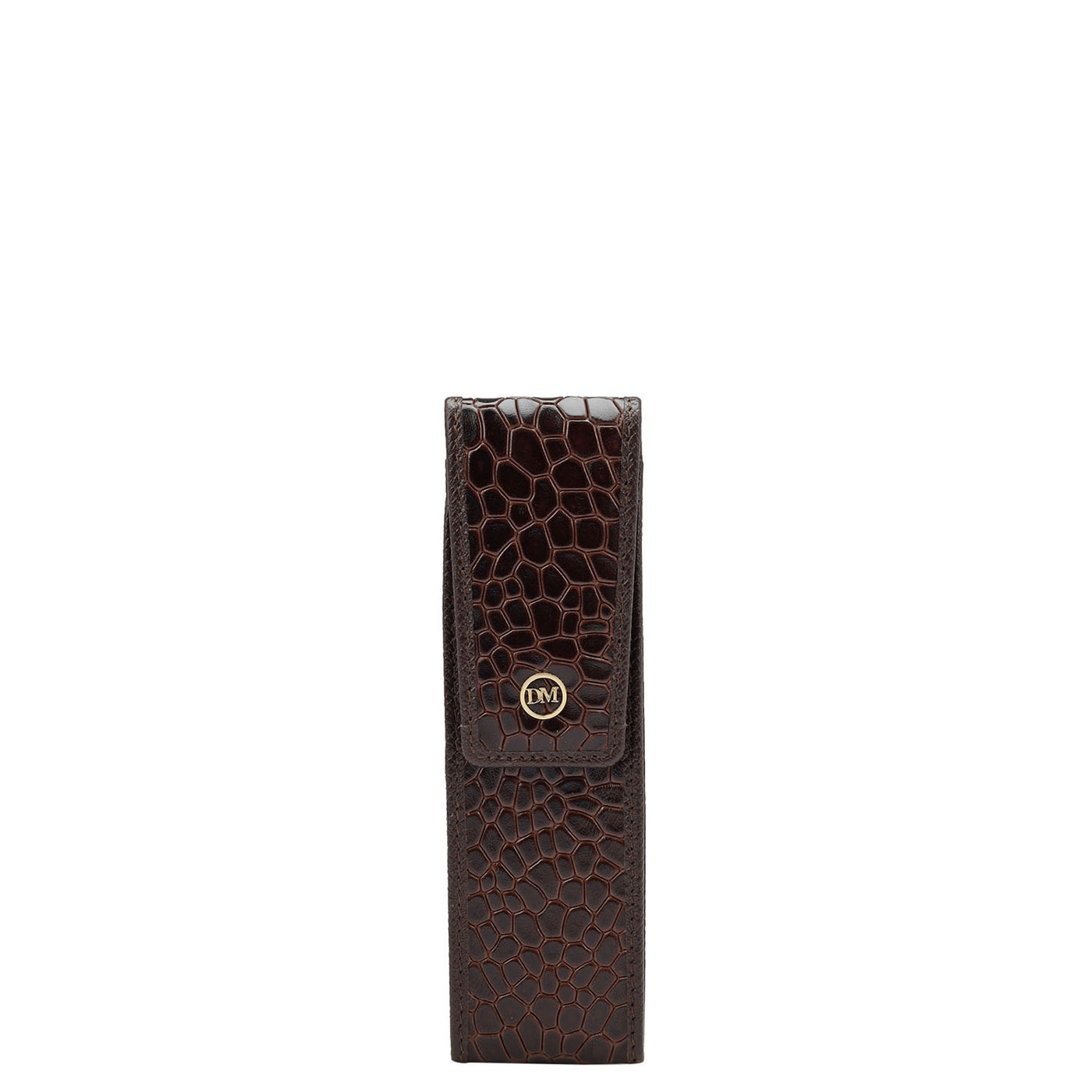 Croco Leather Pen Case - Brown