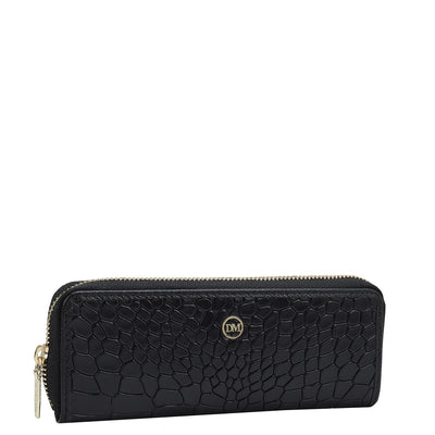 Croco Leather Pen Case - Black