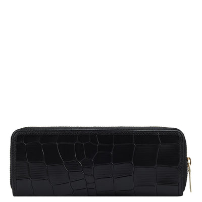 Croco Leather Pen Case - Black