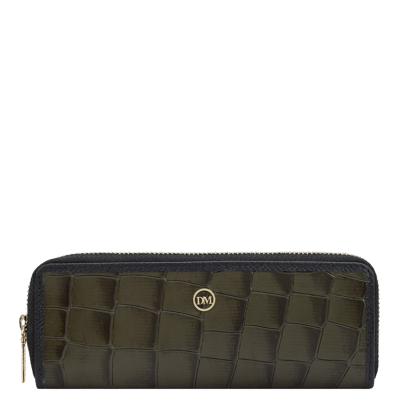 Croco Leather Pen Case - Military Green