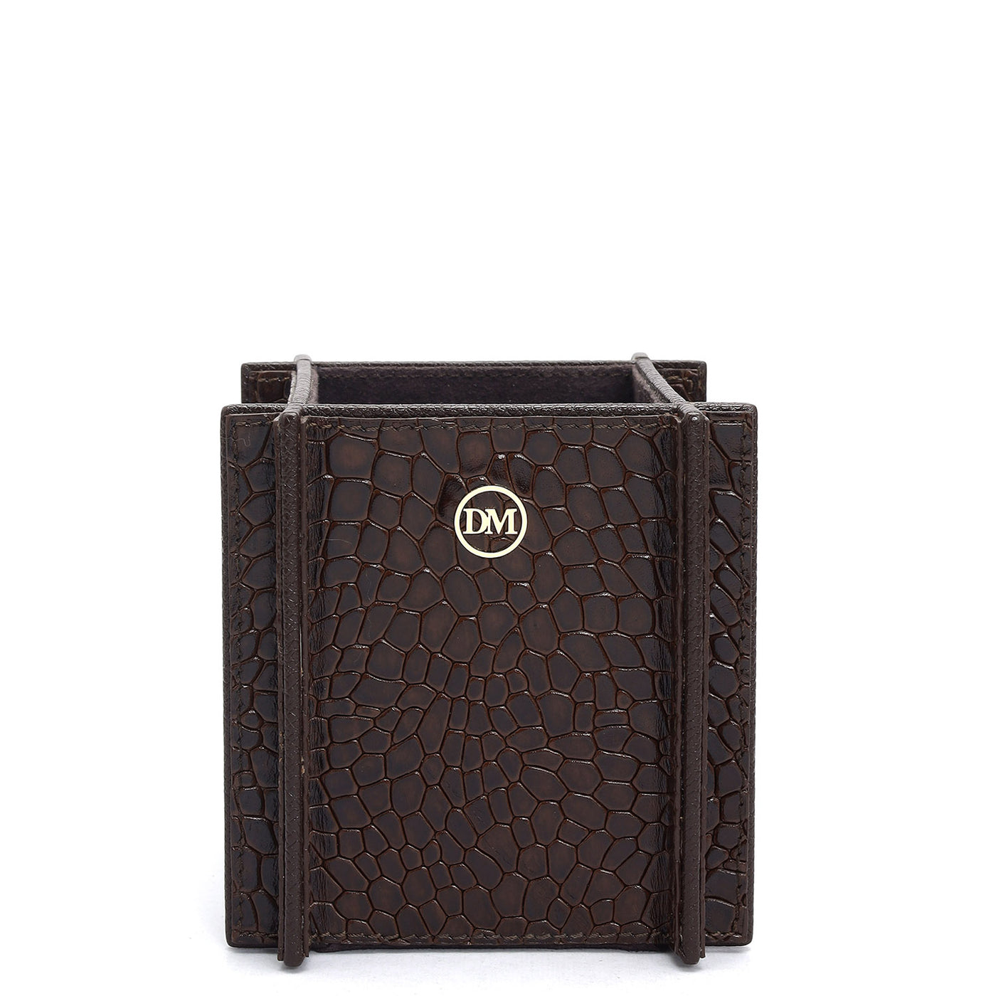 Croco Leather Pen Holder - Brown