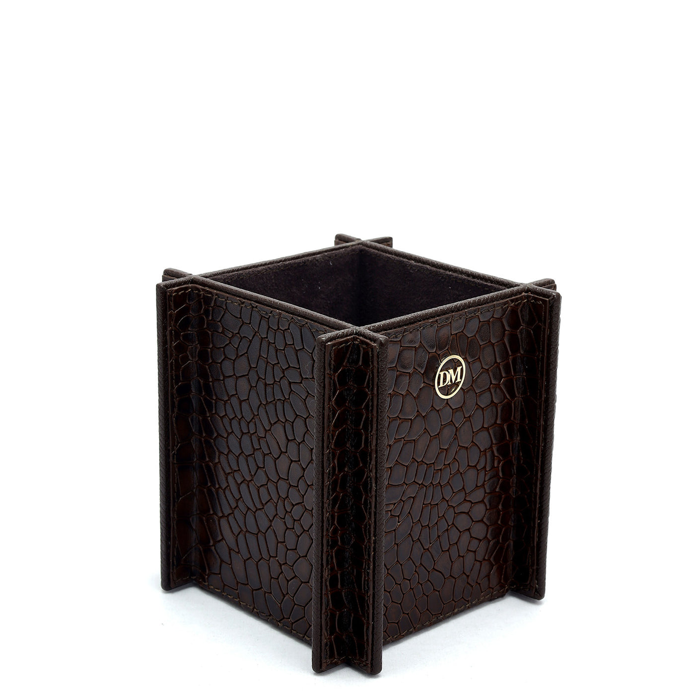 Croco Leather Pen Holder - Brown