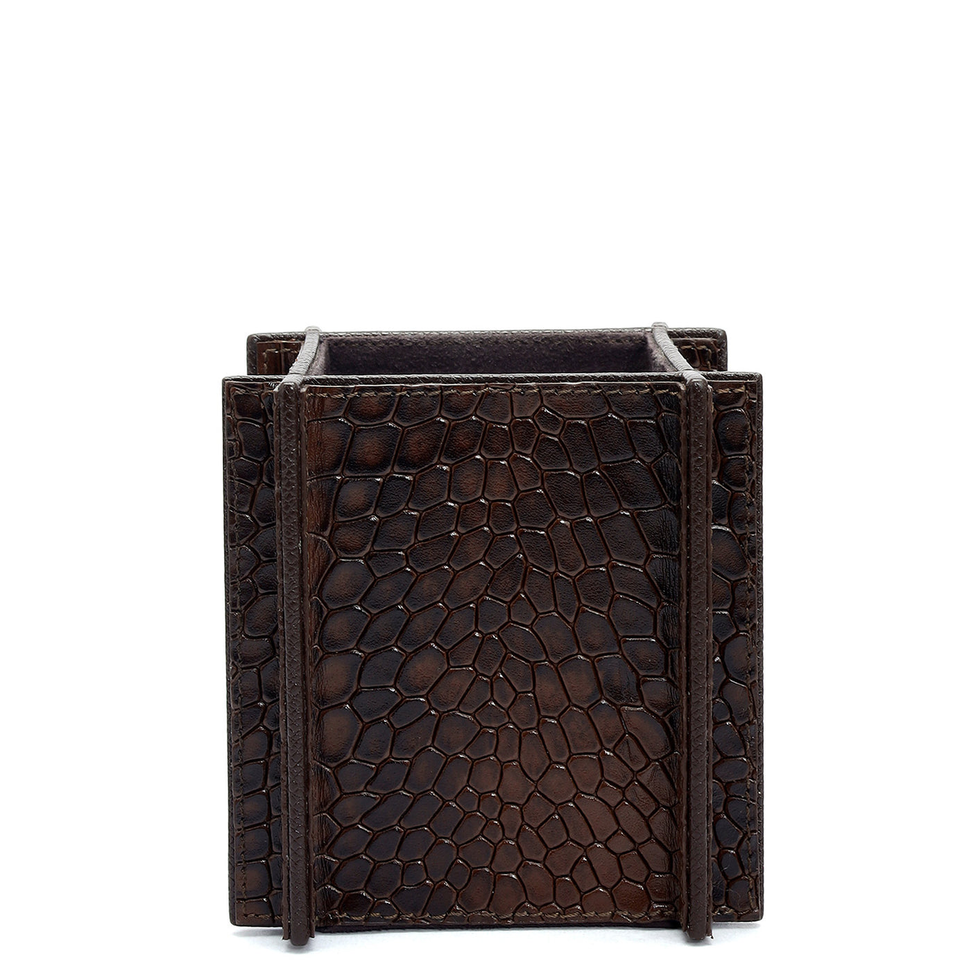 Croco Leather Pen Holder - Brown