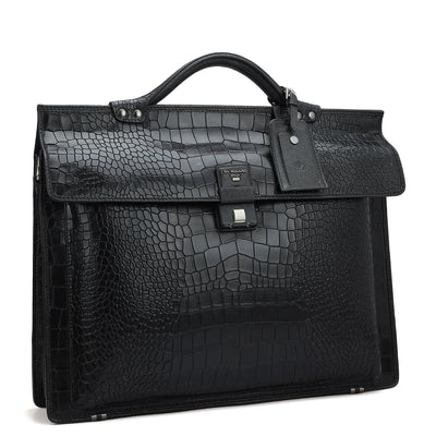 Croco Leather Portfolio - Black