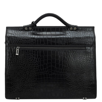 Croco Leather Portfolio - Black