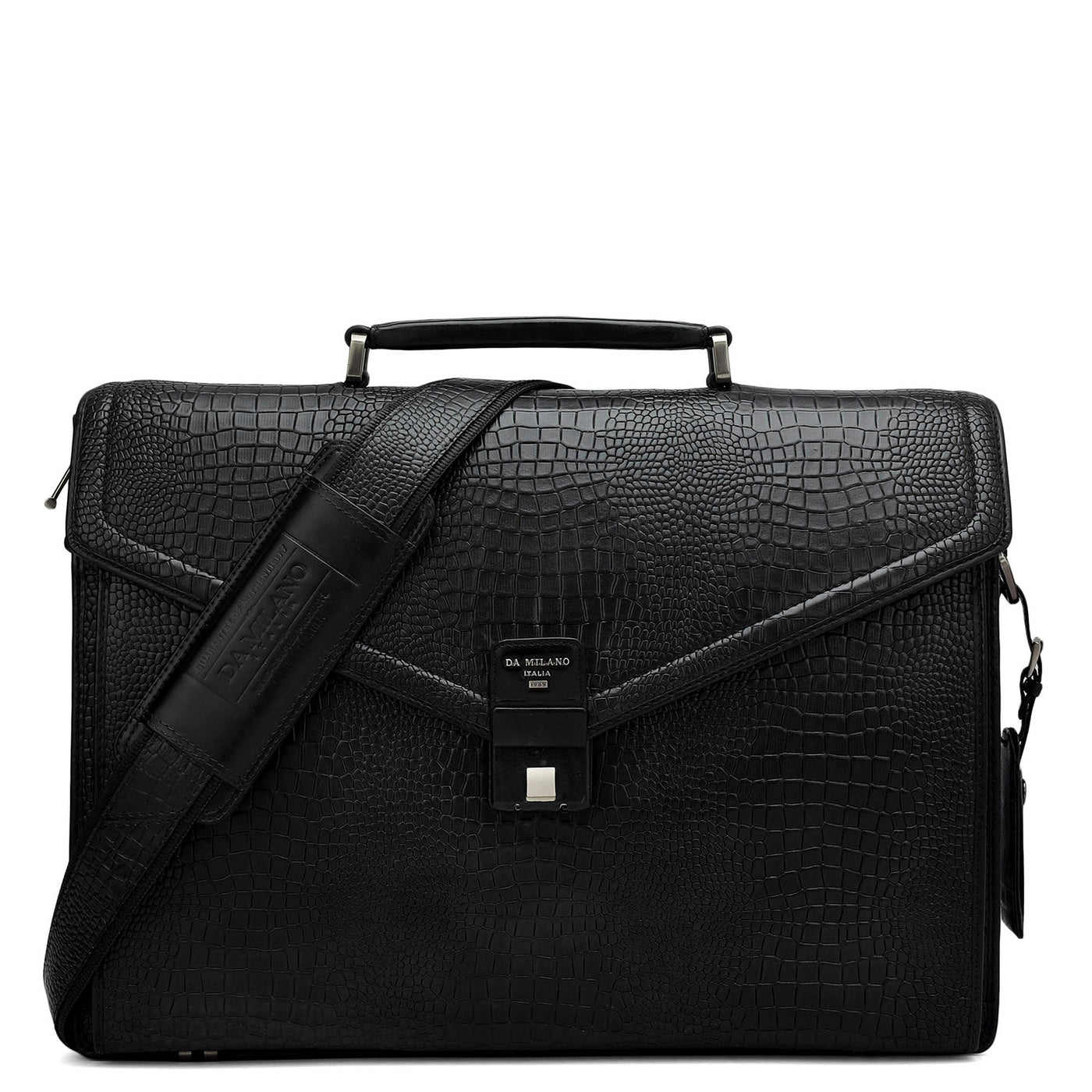 Croco Leather Portfolio - Black