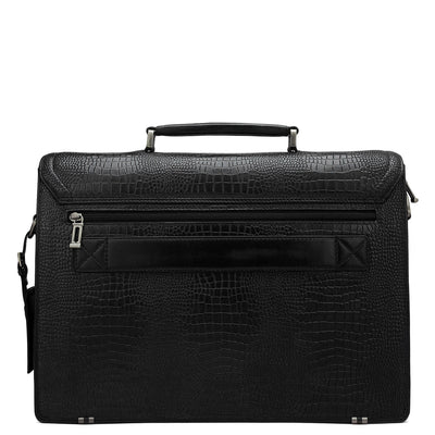 Croco Leather Portfolio - Black