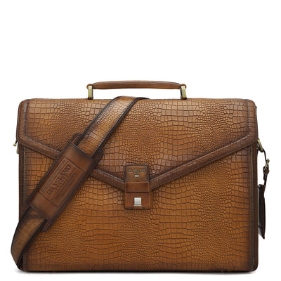 Croco Leather Portfolio - Cognac