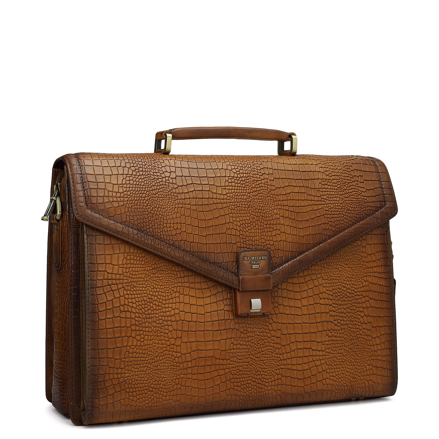 Croco Leather Portfolio - Cognac