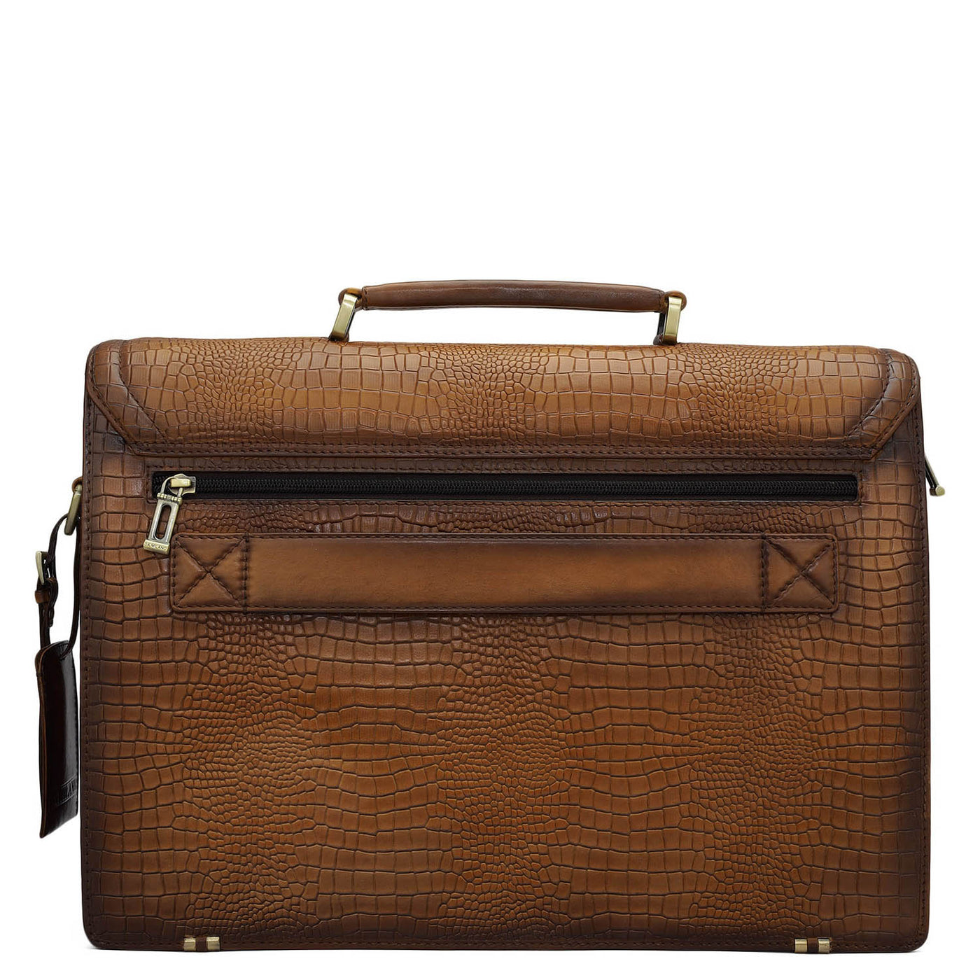 Croco Leather Portfolio - Cognac