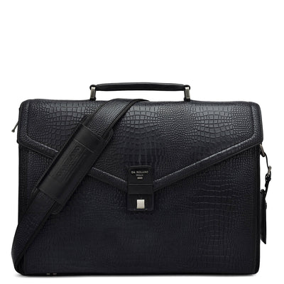 Croco Leather Portfolio - Navy