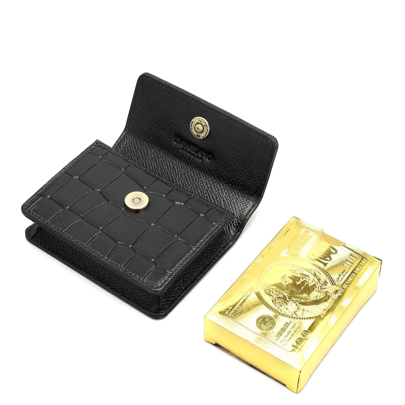 Croco Leather Playing Cards - Black