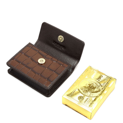 Croco Leather Playing Cards - Brown