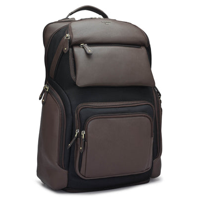 Canvas Wax Leather Backpack - Black & Chocolate