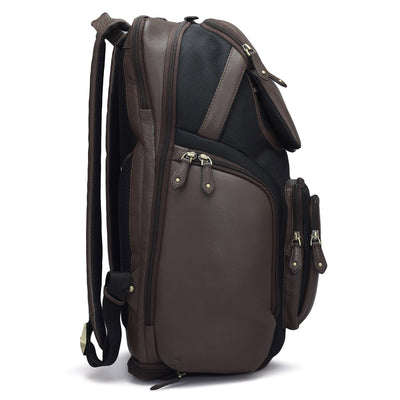 Canvas Wax Leather Backpack - Black & Chocolate