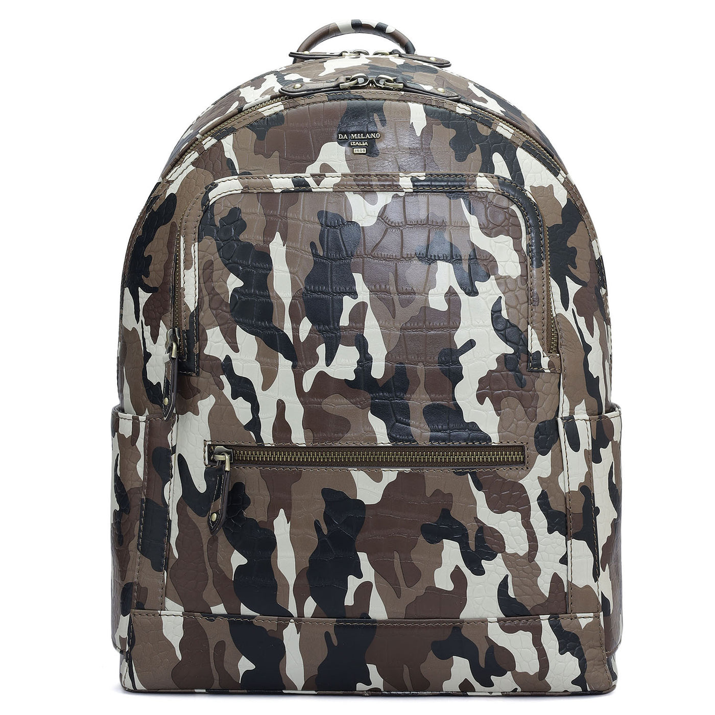 Camouflage Leather Backpack - Cognac & Black