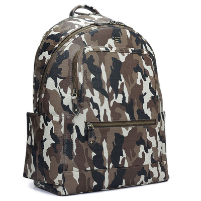 Camouflage Leather Backpack - Cognac & Black