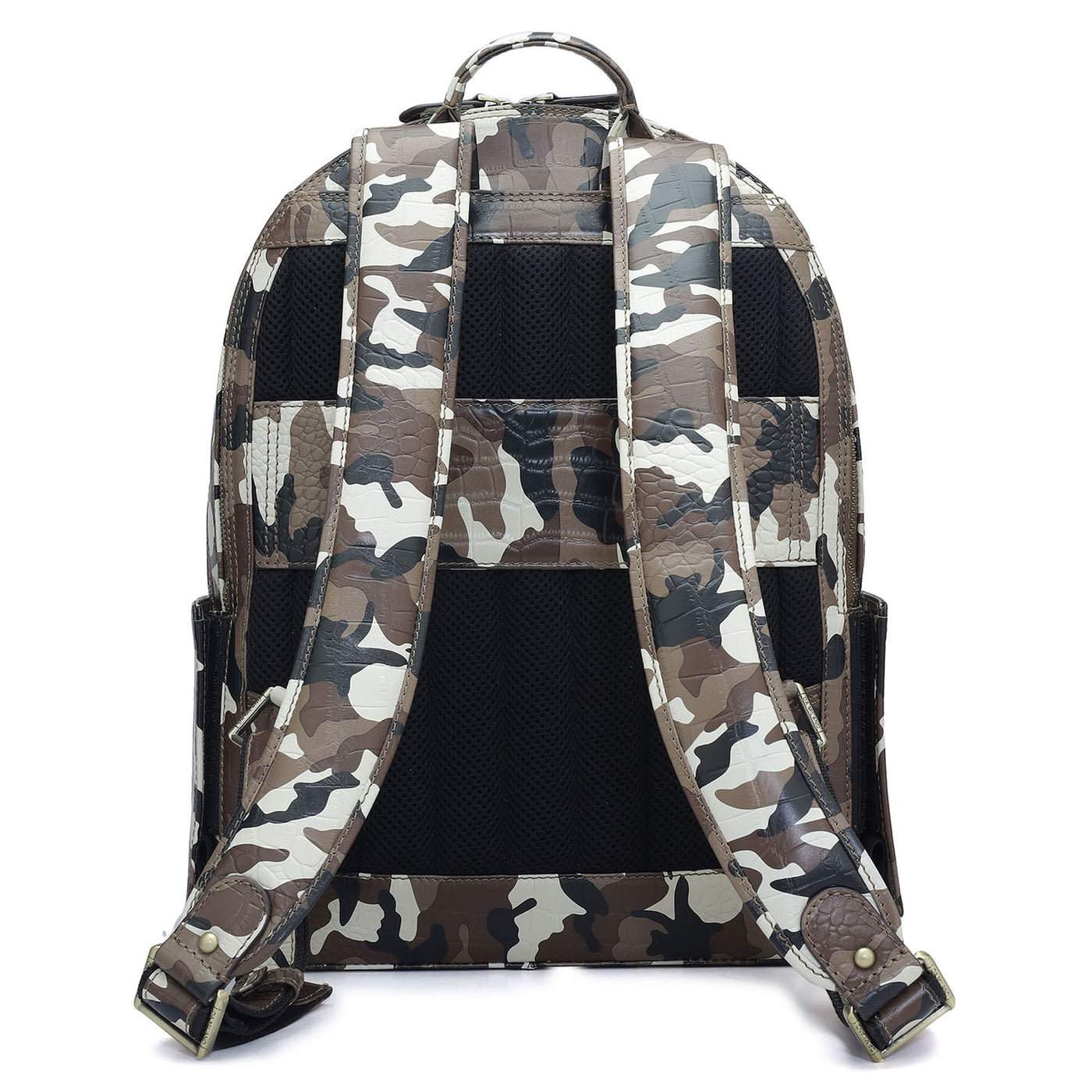 Camouflage Leather Backpack - Cognac & Black