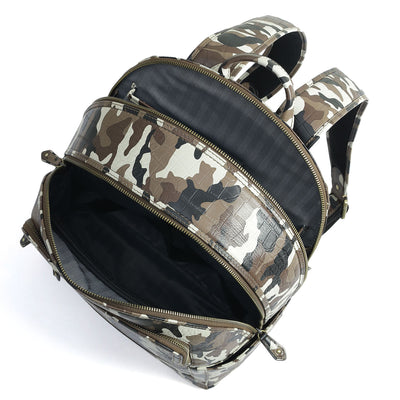 Camouflage Leather Backpack - Cognac & Black